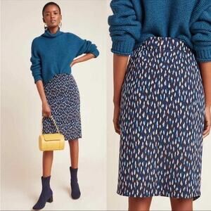 Maeve by Anthropologie Women's Debra Navy Blue Knit Pencil Skirt Size 4